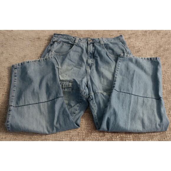 Vintage Southpole Baggy Jeans Size 38 Distressed Pockets Patchwork Rare - Picture 3 of 15